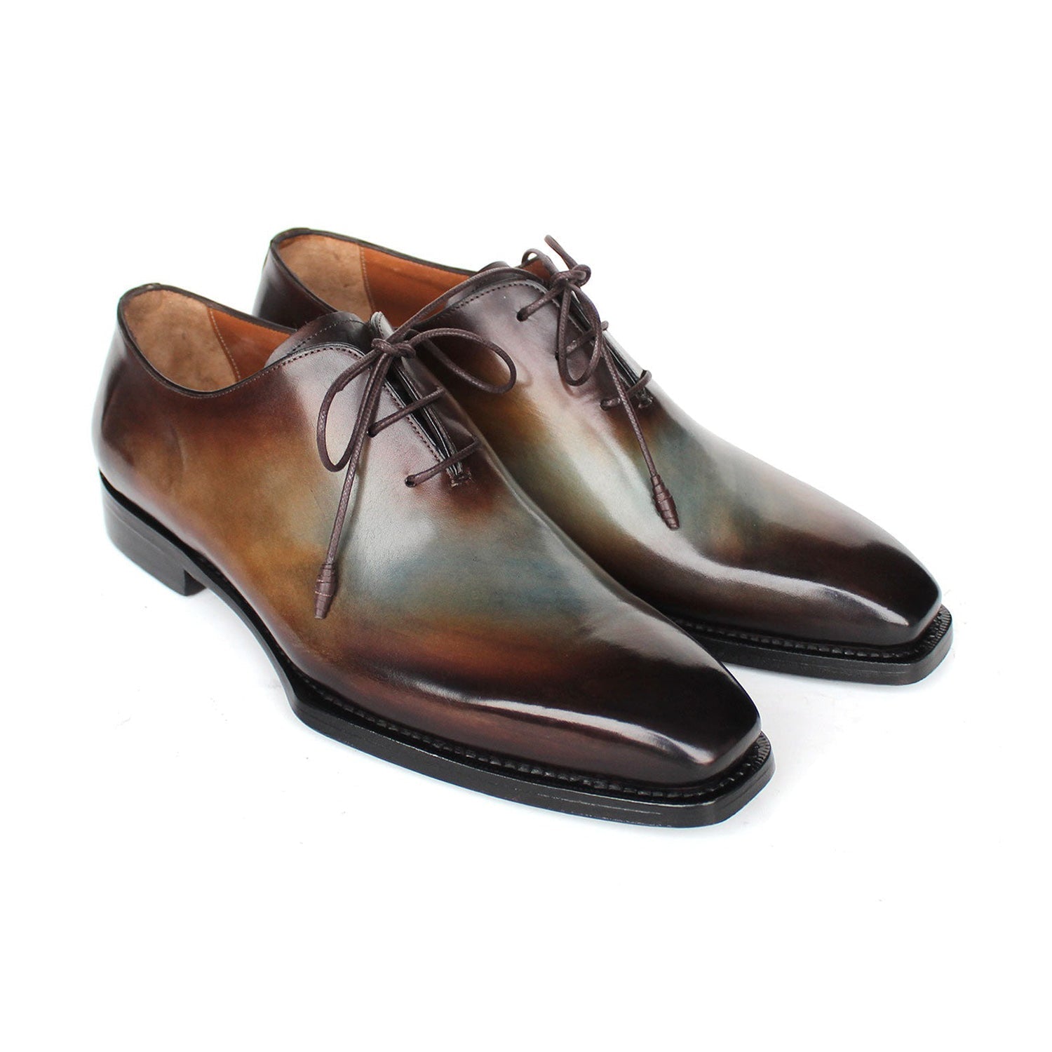 Paul Parkman Men's Shoes Patina Calf-Skin Leather Wholecut Oxford