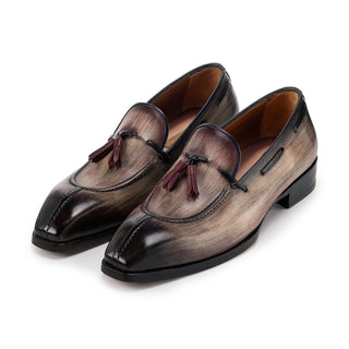 Paul Parkman Men's Shoes Patina Leather Split-Toe Tassels Loafers (PM6451)-AmbrogioShoes