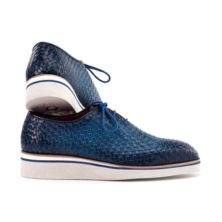 Paul Parkman Men's Shoes Woven Calf-Skin Leather Casual Oxford (PM6467)-AmbrogioShoes