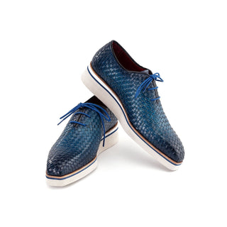 Paul Parkman Men's Shoes Woven Calf-Skin Leather Casual Oxford (PM6467)-AmbrogioShoes