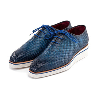 Paul Parkman Men's Shoes Woven Calf-Skin Leather Casual Oxford (PM6467)-AmbrogioShoes