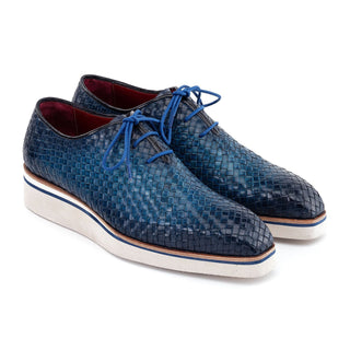 Paul Parkman Men's Shoes Woven Calf-Skin Leather Casual Oxford (PM6467)-AmbrogioShoes