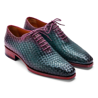 Paul Parkman Men's Shoes Woven Leather Goodyear Welted Oxfords (PM6447)-AmbrogioShoes