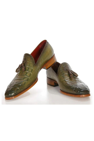 Paul Parkman PP2281 Crocodile Embossed Leather Tassel Loafer (PM6480)