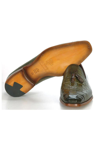 Paul Parkman PP2281 Crocodile Embossed Leather Tassel Loafer (PM6480)