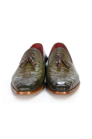Paul Parkman PP2281 Crocodile Embossed Leather Tassel Loafer (PM6480)