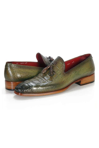Paul Parkman PP2281 Crocodile Embossed Leather Tassel Loafer (PM6480)