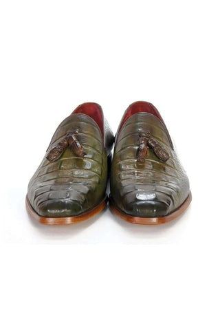 Paul Parkman PP2281 Crocodile Embossed Leather Tassel Loafer (PM6480)