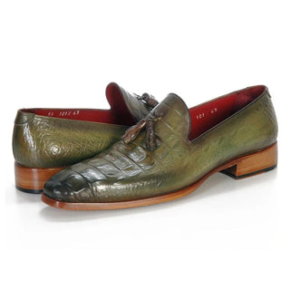 Paul Parkman PP2281 Men's Shoes Crocodile Print Leather Tassel Loafer (PM6480)-AmbrogioShoes