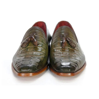 Paul Parkman PP2281 Men's Shoes Crocodile Print Leather Tassel Loafer (PM6480)-AmbrogioShoes