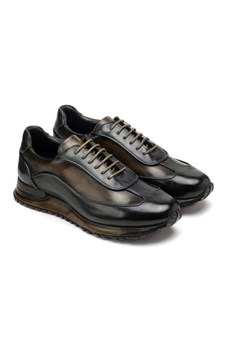 Paul Parkman Patina Leather Casual Sneakers (PM6444)-AmbrogioShoes