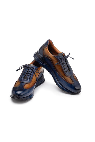 Paul Parkman Patina Leather Casual Sneakers (PM6444)-AmbrogioShoes