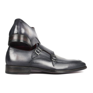 Paul Parkman 10PR23 Men's Shoes Gray Calf-Skin Leather Monk-Straps Loafers (PM6313)-AmbrogioShoes