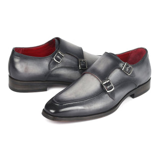 Paul Parkman 10PR23 Men's Shoes Gray Calf-Skin Leather Monk-Straps Loafers (PM6313)-AmbrogioShoes