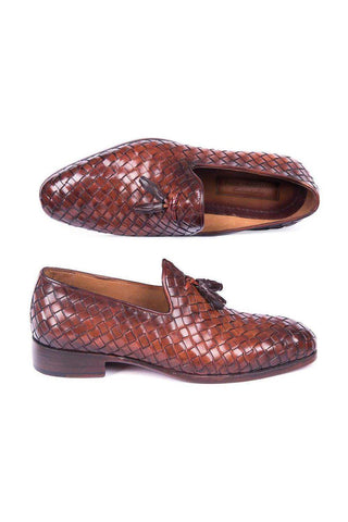 Paul Parkman Woven Calf-Skin Leather Tassel Loafers (PM5808)-AmbrogioShoes