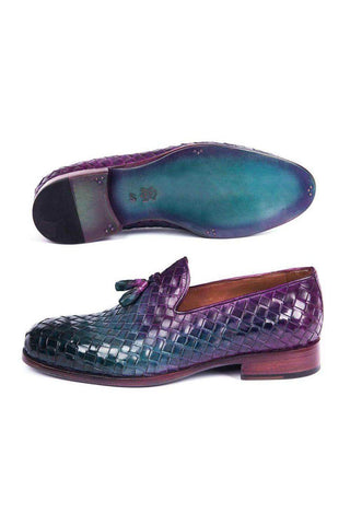 Paul Parkman Woven Leather Tassel Loafers (PM5808)