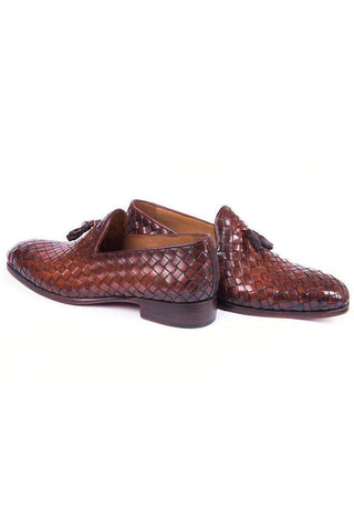 Paul Parkman Woven Leather Tassel Loafers (PM5808)