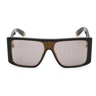 Philipp Plein SPP014W Sunglasses SHINY BLACK / Gold Mirror-AmbrogioShoes