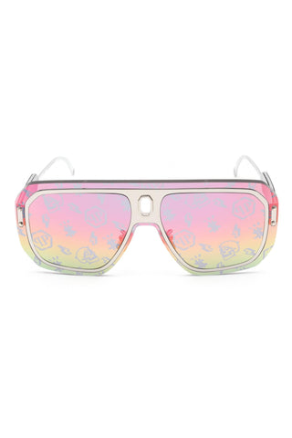 Philipp Plein SPP050 Sunglasses Shiny Palladium / Smoke Mirror Rainbow Women's