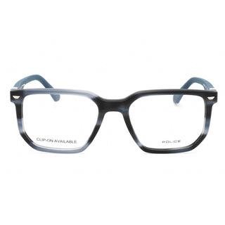 Police VPLF75 Eyeglasses Semi Matte Striped Blue / Clear Lens-AmbrogioShoes