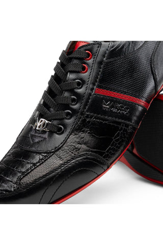 Portofino Ostrich & Leather Sneaker - Black-Dellamoda
