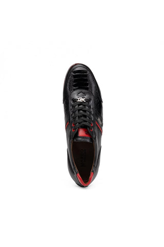 Portofino Ostrich & Leather Sneaker - Black-Dellamoda