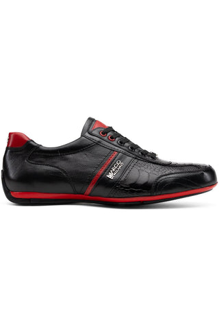 Portofino Ostrich & Leather Sneaker - Black-Dellamoda