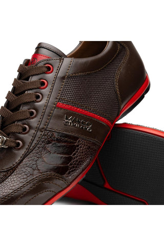 Portofino Ostrich & Leather Sneaker - Brown-Dellamoda