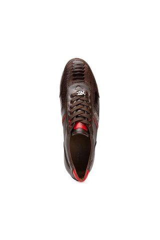 Portofino Ostrich & Leather Sneaker - Brown-Dellamoda