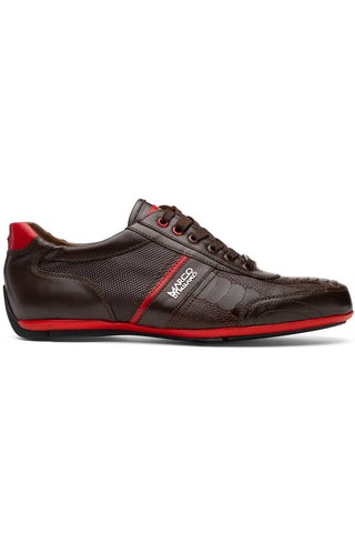 Portofino Ostrich & Leather Sneaker - Brown-Dellamoda