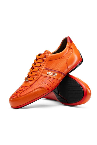 Portofino Ostrich & Leather Sneaker - Orange-Dellamoda