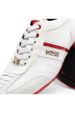 Portofino Ostrich & Leather Sneaker - White-Dellamoda