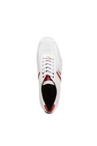 Portofino Ostrich & Leather Sneaker - White-Dellamoda