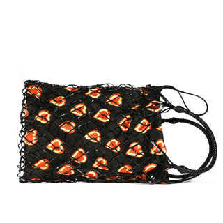 Prada 1BC072 Women's Black & Orange Fabric / TU Leather Handbag (PR1012)-AmbrogioShoes