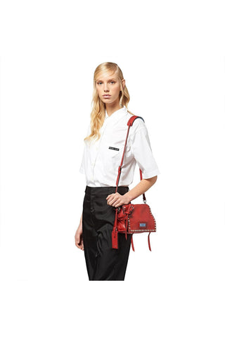 Prada 1BD082-PEO Etiquette Women's Fucoco Red Glace Leather Shoulder Bag (PR1011)