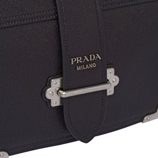 Prada 1BD095-PEO Cashier Women's Black Glace Calf-Skin Leather Shoulder Bag (PR1007)-AmbrogioShoes