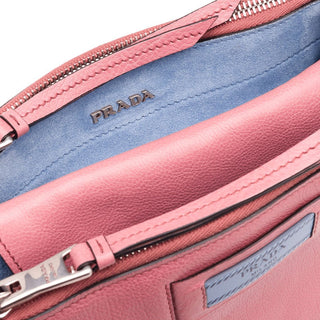 Prada 1BH077-PEO Etiquette Women's Lotus Pink Glace Calf-Skin Leather Shoulder Bag (PR1009)-AmbrogioShoes