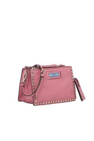 Prada 1BH077-PEO Etiquette Women's Lotus Pink Glace Leather Shoulder Bag (PR1009)