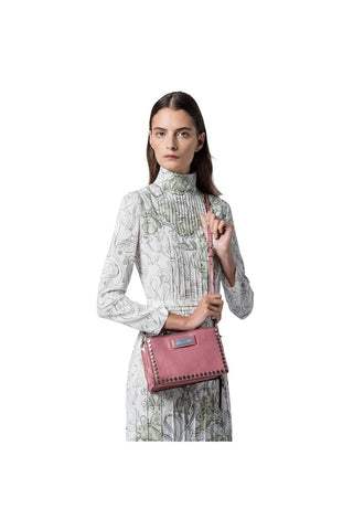 Prada 1BH077-PEO Etiquette Women's Lotus Pink Glace Leather Shoulder Bag (PR1009)