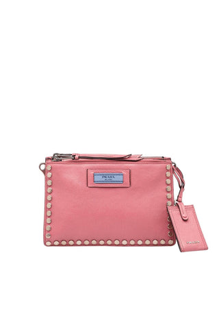 Prada 1BH077-PEO Etiquette Women's Lotus Pink Glace Leather Shoulder Bag (PR1009)