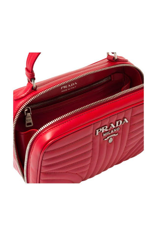 Prada 1BH118-2D91 Women's Black Diagramme Quilted Leather Shoulder Bag (PR1005)