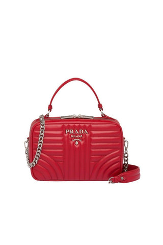 Prada 1BH118-2D91 Women's Black Diagramme Quilted Leather Shoulder Bag (PR1005)