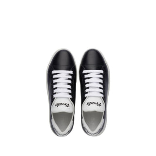 Prada 1E565L-QSZ Women's Shoes Black & White Calf-Skin Leather Sport Casual Sneakers (PRW1003)-AmbrogioShoes