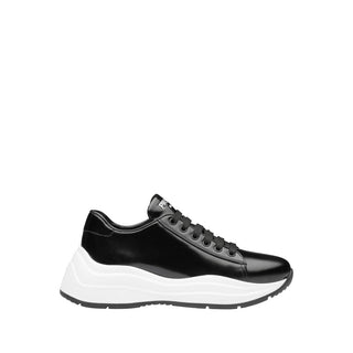 Prada 1E679L-055 Women's Shoes Black Brushed Calf-Skin Leather Sport Casual Sneakers (PRW1004)-AmbrogioShoes