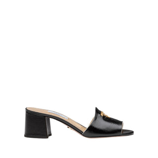 Prada 1XX418-3A9S Women's Shoes Black Saffiano Cuir Leather High-Heel Sandals (PRW1000)-AmbrogioShoes