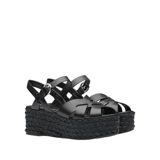 Prada 1XZ680-3KYE Women's Shoes Black Calf-Skin Leather Sandals (PRW1007)-AmbrogioShoes