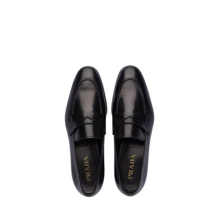 Prada 2DB185-248 Men's Shoes Black Calf-Skin Leather Penny Loafers (PRM1031)-AmbrogioShoes