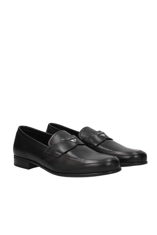 Prada Black Leather Penny Loafers