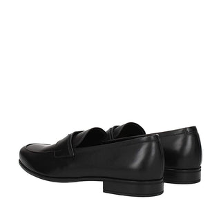 Prada 2DC179-ASK Men's Shoes Black Calf-Skin Leather Penny Loafers (PRM1040)-AmbrogioShoes