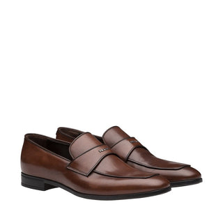 Prada 2DC192-V69 Men's Shoes Brown Calf-Skin Leather Penny Loafers (PRM1021)-AmbrogioShoes